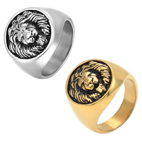 316L Stainless Steel Finger Ring Lion plated & for man & blacken US Ring Sold By PC