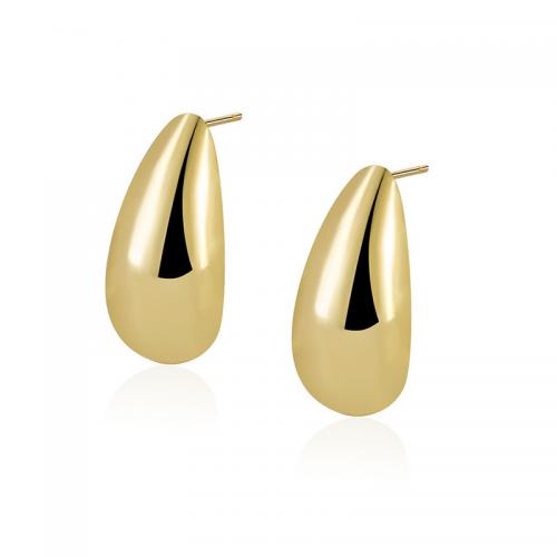 Brass Stud Earring, Teardrop, gold color plated, fashion jewelry & for woman, 15x25mm, Sold By Pair
