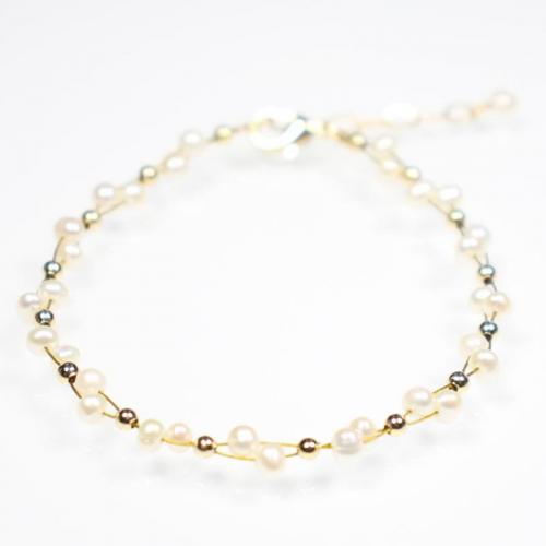 Freshwater Cultured Pearl Bracelet Brass with Freshwater Pearl with 5cm extender chain 18K gold plated fashion jewelry & for woman nickel lead & cadmium free Length Approx 17 cm Sold By PC