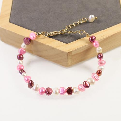 Freshwater Cultured Pearl Bracelet, Brass, with Freshwater Pearl, with 5cm extender chain, high quality plated, fashion jewelry & different styles for choice & micro pave cubic zirconia & for woman, nickel, lead & cadmium free, Length:Approx 17 cm, Sold By PC