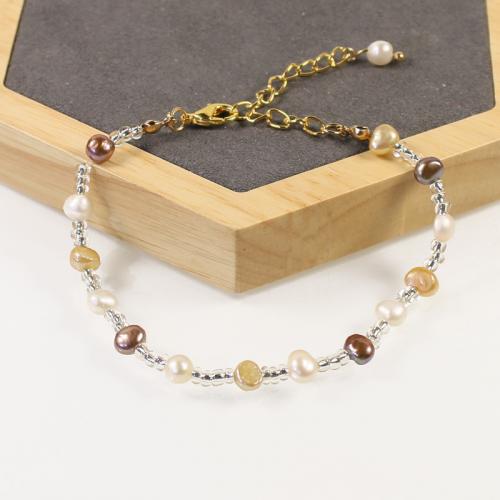 Freshwater Cultured Pearl Bracelet, Brass, with Seedbead & Freshwater Pearl, with 5cm extender chain, high quality plated, fashion jewelry & different styles for choice & micro pave cubic zirconia & for woman, nickel, lead & cadmium free, Length:Approx 17 cm, Sold By PC