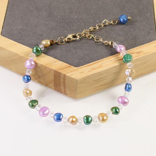 Freshwater Cultured Pearl Bracelet, Brass, with Freshwater Pearl, with 5cm extender chain, high quality plated, fashion jewelry & different styles for choice & micro pave cubic zirconia & for woman, nickel, lead & cadmium free, Length:Approx 17 cm, Sold By PC