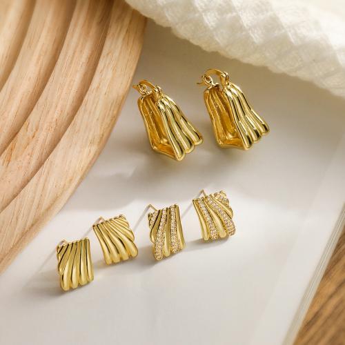 Brass Stud Earring 18K gold plated fashion jewelry & for woman golden nickel lead & cadmium free Sold By Pair