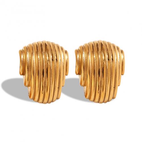 Stainless Steel Stud Earrings, 304 Stainless Steel, fashion jewelry & for woman, golden, 18.50x24mm, Sold By Pair
