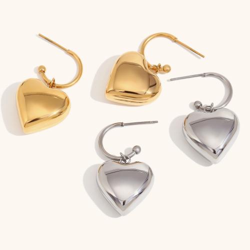 Boucle d'oreille goutte inox, acier inoxydable 316L, coeur, bijoux de mode & pour femme, plus de couleurs à choisir, Vendu par paire