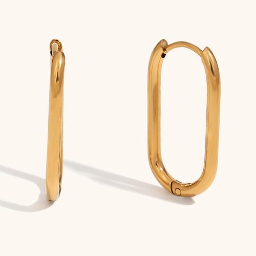 Acier inoxydable Levier Retour Earring, acier inoxydable 316L, Plaqué or 18K, bijoux de mode & pour femme, doré, 12.80x22.70mm, Vendu par paire