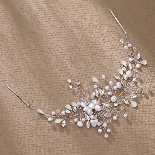 Headband Zinc Alloy with Plastic Pearl silver color plated for bridal & for woman & with rhinestone mixed colors nickel lead & cadmium free Sold By PC
