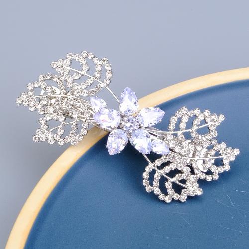Zinc Alloy Hair Snap Clip with Cubic Zirconia plated for bridal & for woman & with rhinestone nickel lead & cadmium free Sold By PC