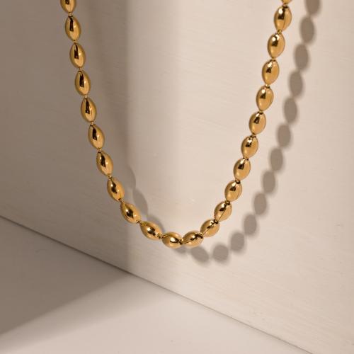 Collar de acero inoxidable de la joyería, acero inoxidable 304, con 5.5cm extender cadena, chapado, dorado, longitud:44.5 cm, Vendido por UD
