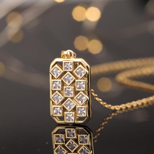 Cubic Zircon Micro Pave Brass Necklace plated fashion jewelry & micro pave cubic zirconia nickel lead & cadmium free Length 20.5 cm Sold By PC