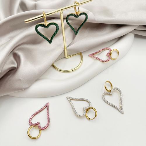 Stainless Steel Lever Back Earring, 304 Stainless Steel, Heart, plated, fashion jewelry & with rhinestone, more colors for choice, 24x32mm, Sold By Pair