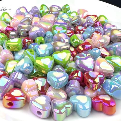 Plated Acrylic Beads, Heart, colorful plated, DIY & two tone, more colors for choice, 17mm, Approx 200PCs/Bag, Sold By Bag