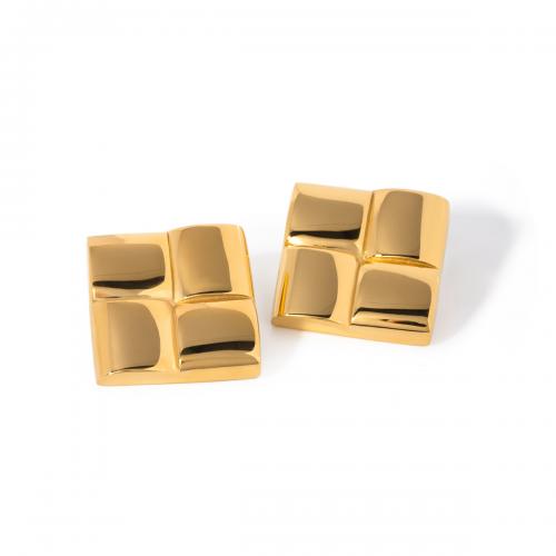 Edelstahl Ohrringe, 304 Edelstahl, Quadrat, 18K vergoldet, Modeschmuck & für Frau, frei von Nickel, Blei & Kadmium, 30mm, verkauft von Paar