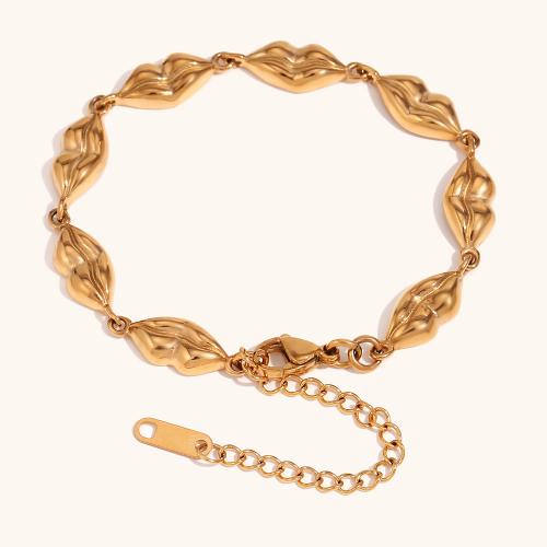 Stainless Steel Jewelry Bracelet, 316L Stainless Steel, with 5cm extender chain, 18K gold plated, fashion jewelry & for woman, nickel, lead & cadmium free, Length:Approx 17 cm, Sold By PC