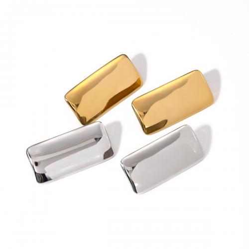Stainless Steel Stud Earrings, 304 Stainless Steel, Rectangle, plated, fashion jewelry & for woman, more colors for choice, nickel, lead & cadmium free, 44x21.40mm, Sold By Pair