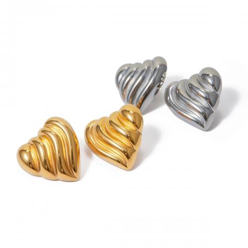 Stainless Steel Stud Earrings, 304 Stainless Steel, Heart, plated, fashion jewelry & for woman, more colors for choice, nickel, lead & cadmium free, 26.70x26.50mm, Sold By Pair