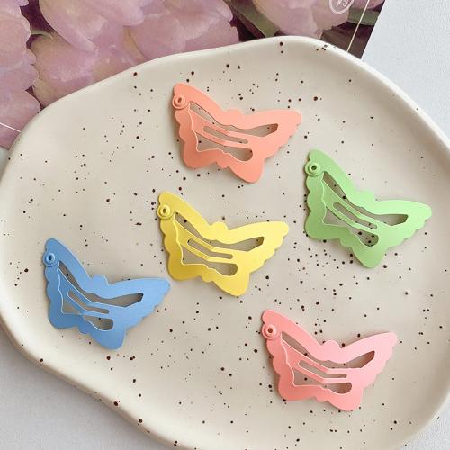 Hair Snap Clips Zinc Alloy Butterfly stoving varnish cute & Girl nickel lead & cadmium free Sold By PC