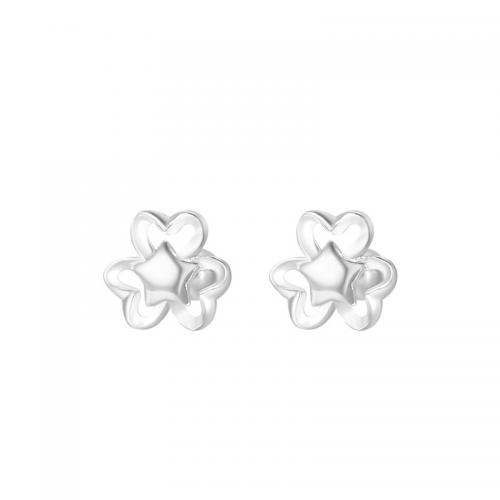 925 Sterling Silver Stud Earrings, plated, for woman, silver color, Sold By Pair