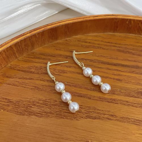 Brass Drop Earring, with Resin & Plastic Pearl, plated, different styles for choice & for woman & with rhinestone, earring length 10-100mm, Sold By Pair