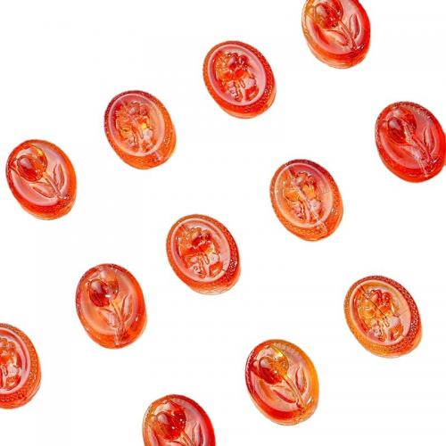 Perles murano faites à la main , chalumeau, ovale, DIY & avec le motif de fleurs, plus de couleurs à choisir, 15x18mm, Vendu par PC