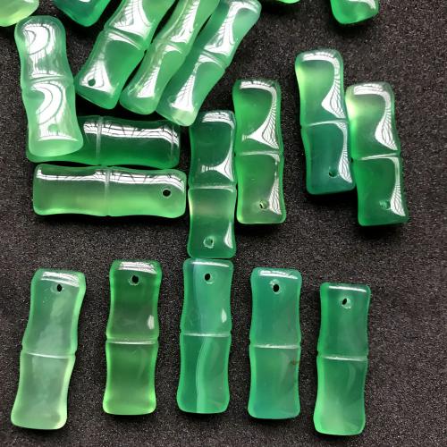 الأخضر العقيق قلادة, العقيق الأخضر, خيزران, مصقول, ديي, أخضر, 10x28mm, تباع بواسطة PC