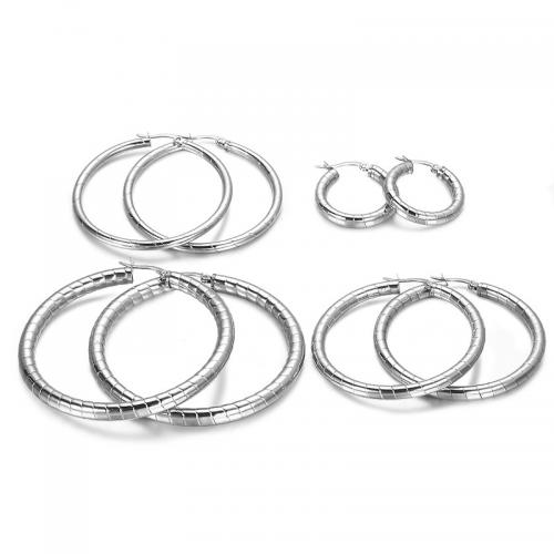 Titan Stahl Ohrring, Titanstahl, Kreisring, Modeschmuck & verschiedene Größen vorhanden & für Frau, originale Farbe, frei von Nickel, Blei & Kadmium, verkauft von Paar