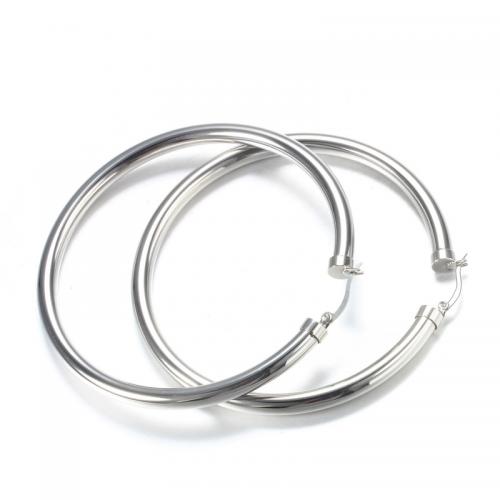 Titanium Steel  Earring, Donut, fashion jewelry & for woman, original color, nickel, lead & cadmium free, 75mm, Sold By Pair