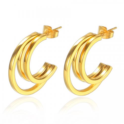 Titanium Steel  Earring Vacuum Ion Plating fashion jewelry & for woman nickel lead & cadmium free 25mm Sold By Pair