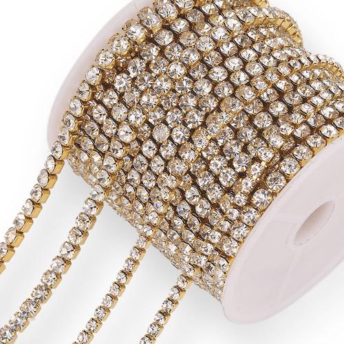 304 Stainless Steel Chain, with Rhinestone, Vacuum Ion Plating, DIY & different size for choice, more colors for choice, nickel, lead & cadmium free, Sold By m