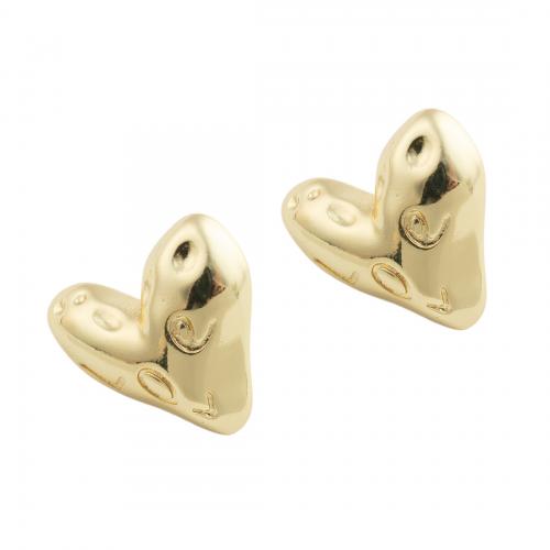 Brass Stud Earring, Heart, high quality plated, fashion jewelry & for woman, more colors for choice, nickel, lead & cadmium free, 19x21x17mm, Sold By Pair