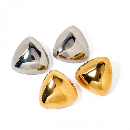 Stainless Steel Stud Earrings, 304 Stainless Steel, Triangle, Vacuum Ion Plating, fashion jewelry & for woman, more colors for choice, 30x28.40mm, Sold By Pair