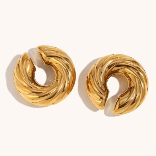 316L Stainless Steel Earring Clip 18K gold plated fashion jewelry & for woman golden Sold By Pair