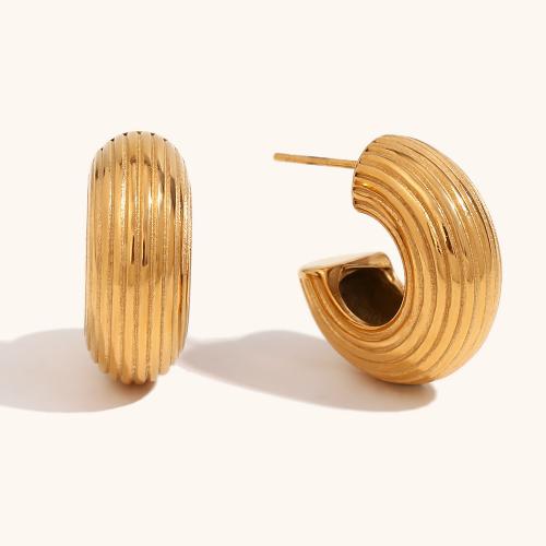 Stainless Steel Stud Earrings, 316L Stainless Steel, 18K gold plated, fashion jewelry & different size for choice & for woman, golden, Sold By Pair