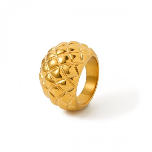 Prst prsten z nerezové oceli, 304 Stainless Steel, 18K pozlacené, módní šperky & různé velikosti pro výběr & pro ženy, zlatý, inner diameter 17.3mm, width 17.2mm, Prodáno By PC