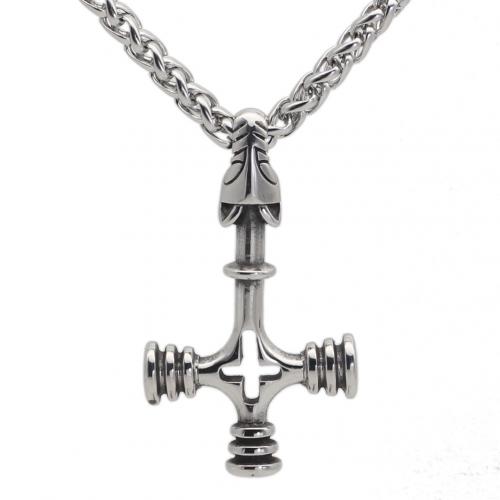 Nehrđajućeg čelika, nakit ogrlice, 304 nehrđajućeg čelika, Križ, modni nakit & bez spolne razlike, Dužina Približno 60 cm, Prodano By PC