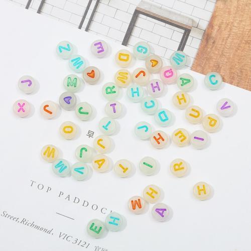 Acryl Schmuck Perlen, flache Runde, DIY & verschiedene Muster für Wahl & Emaille, keine, 4x7mm, Bohrung:ca. 1.5mm, ca. 100PCs/Tasche, verkauft von Tasche