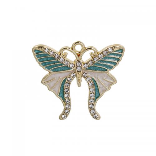 Tibetan Style Enamel Pendants, Butterfly, gold color plated, DIY & micro pave cubic zirconia, more colors for choice, nickel, lead & cadmium free, 25.50x22.80mm, 10PCs/Bag, Sold By Bag