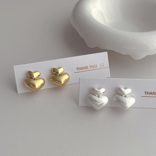 Brass Stud Earring, Heart, plated, fashion jewelry, more colors for choice, nickel, lead & cadmium free, 15x15mm, Sold By Pair