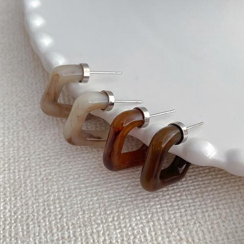 Messing oorbelknoppen, met Acryl, Bloem, plated, mode sieraden, meer kleuren voor de keuze, nikkel, lood en cadmium vrij, 20x20mm, Verkocht door pair