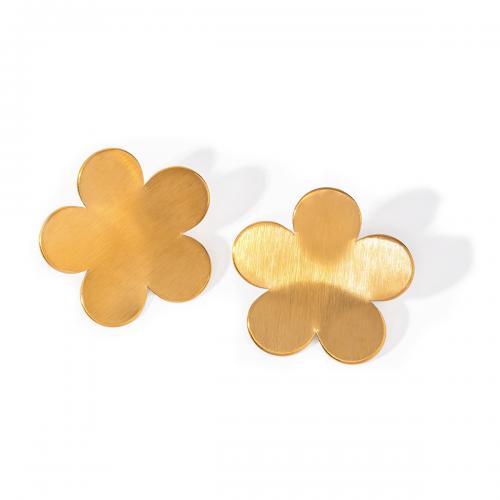 Stainless Steel Stud Earrings, 304 Stainless Steel, Flower, 18K gold plated, fashion jewelry & for woman, nickel, lead & cadmium free, 28.50mm, Sold By Pair