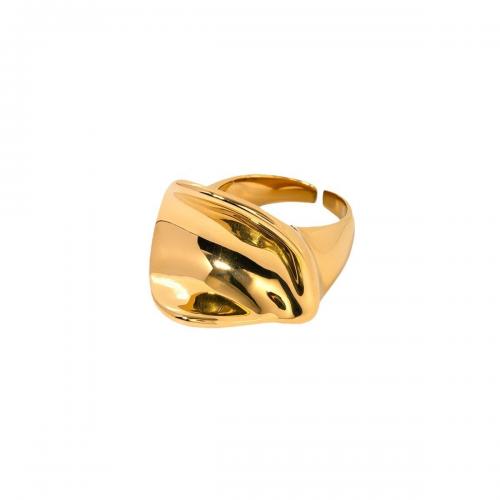 Anel de dedo de aço inoxidável, Aço inoxidável 304, 18K banhado a ouro, joias de moda & para mulher, níquel, chumbo e cádmio livre, Inner diameter :1.84cm, width :1.8cm., vendido por PC