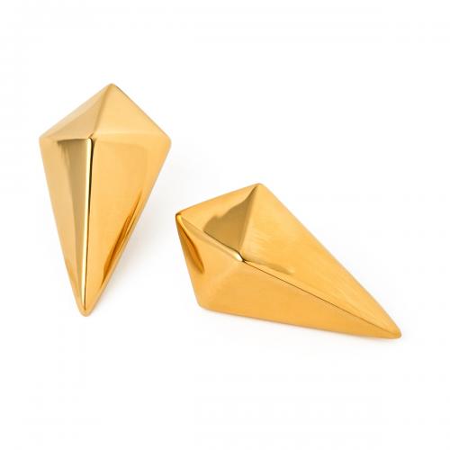 Stainless Steel Stud Earrings 304 Stainless Steel Rhombus 18K gold plated fashion jewelry & for woman nickel lead & cadmium free Sold By Pair