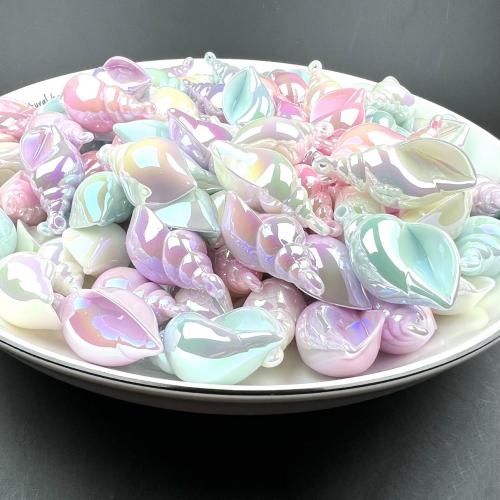 Acrylic Pendants, Shell, UV plating, DIY, more colors for choice, 20x43mm, Approx 100PCs/Bag, Sold By Bag