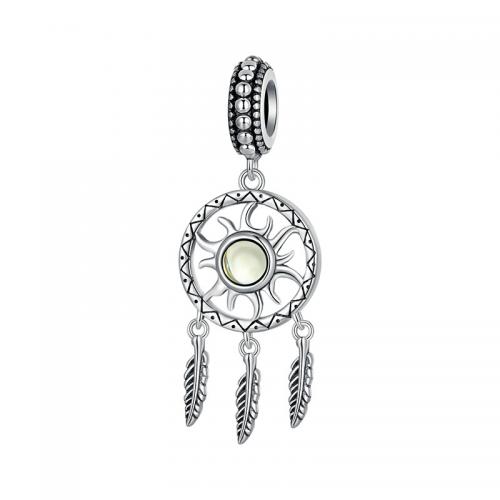 925 Sterling Silver Pendant with Glass plated DIY silver color Sold By PC