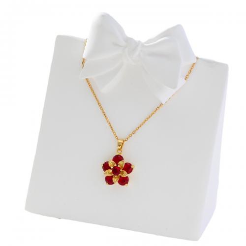 Cubic Zircon Micro Pave Brass Necklace, petals, real gold plated, micro pave cubic zirconia & for woman, golden, Sold By PC