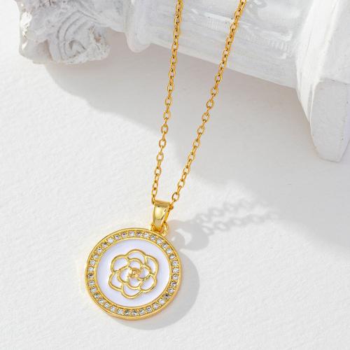 Cubic Zircon Micro Pave Brass Necklace real gold plated micro pave cubic zirconia & for woman & enamel Sold By PC