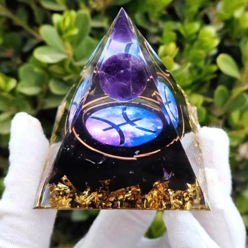 Resin Pyramid Decoration, with Gemstone, Pyramidal, different size for choice & different styles for choice, Sold By PC