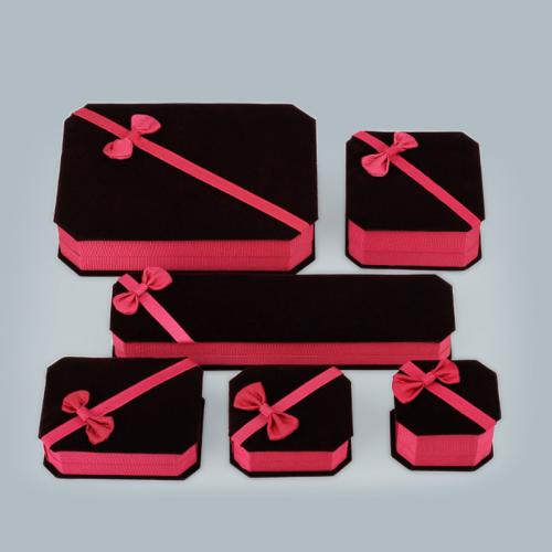 velours de coton Multifonctionnel Boîte à bijoux, styles différents pour le choix & avec une décoration de noeud à boucles, rouge bordeaux, Vendu par PC