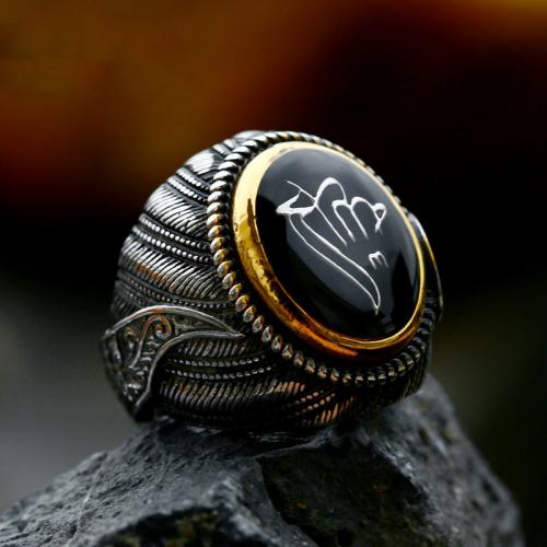 Titanium Steel Finger Ring plated & for man & enamel & blacken US Ring Sold By PC