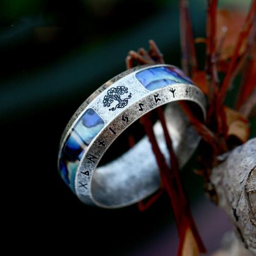 Titanium Steel Finger Ring, with Shell, Antique finish, vintage & different size for choice & for man, original color, US Ring Size:7-13, Sold By PC
